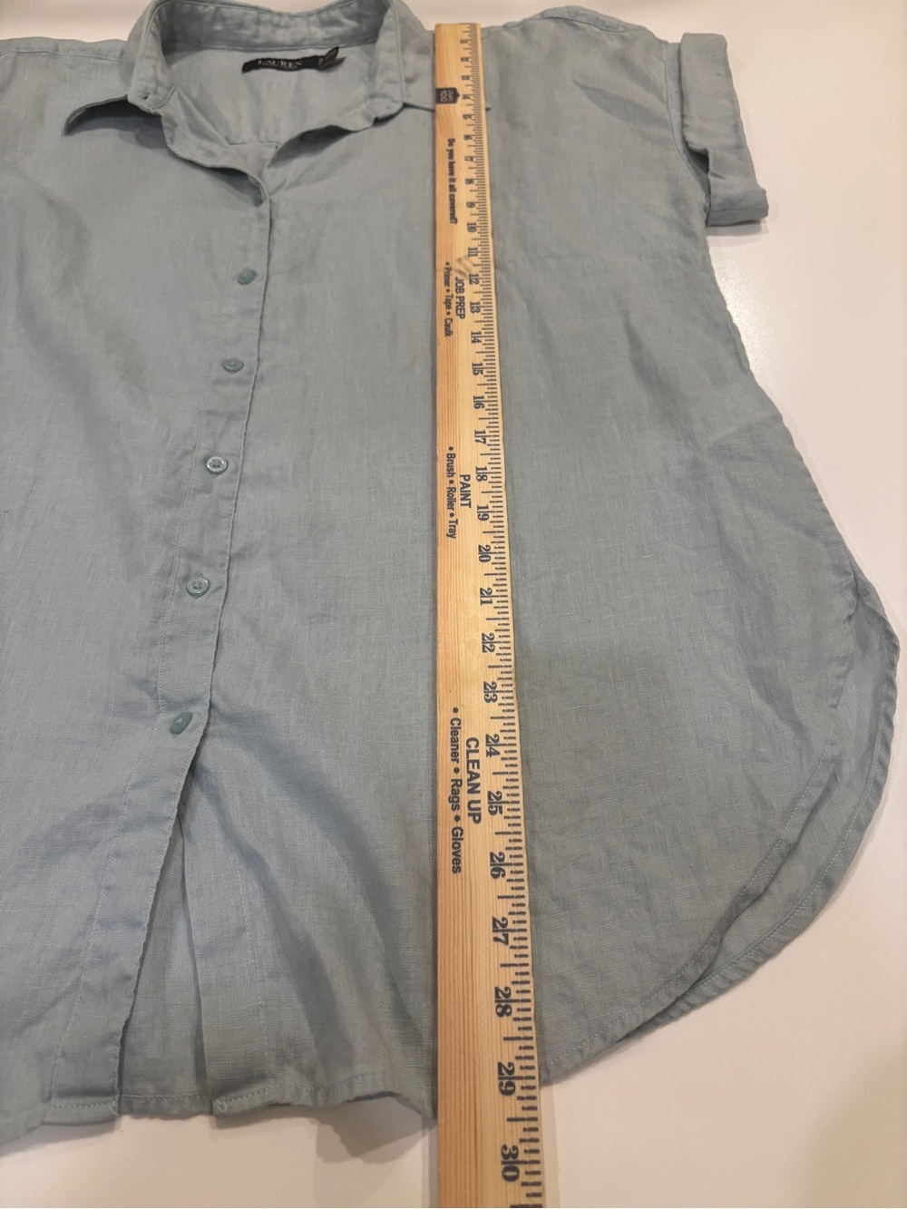 Lauren Ralph Lauren Pale Blue‎ Linen Button-Front Tunic - Picture 4 of 7